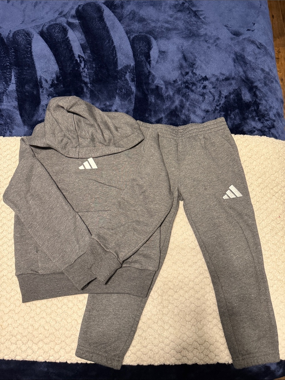 adidas Kids Gray Hooded Sweatshirt & Joggers Set